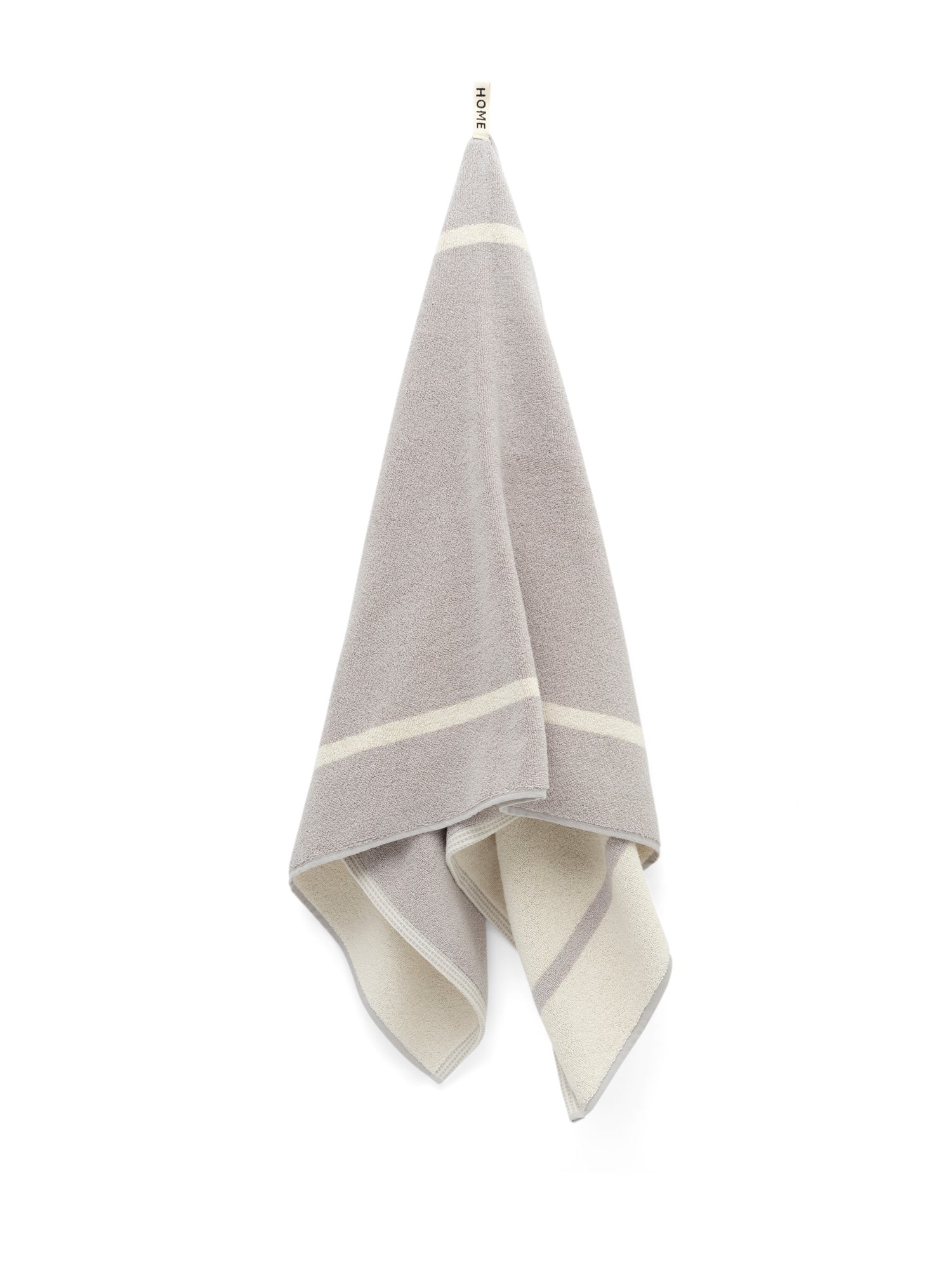 LOOP HOME bath towel - butter/stone - dual stripe — view 2