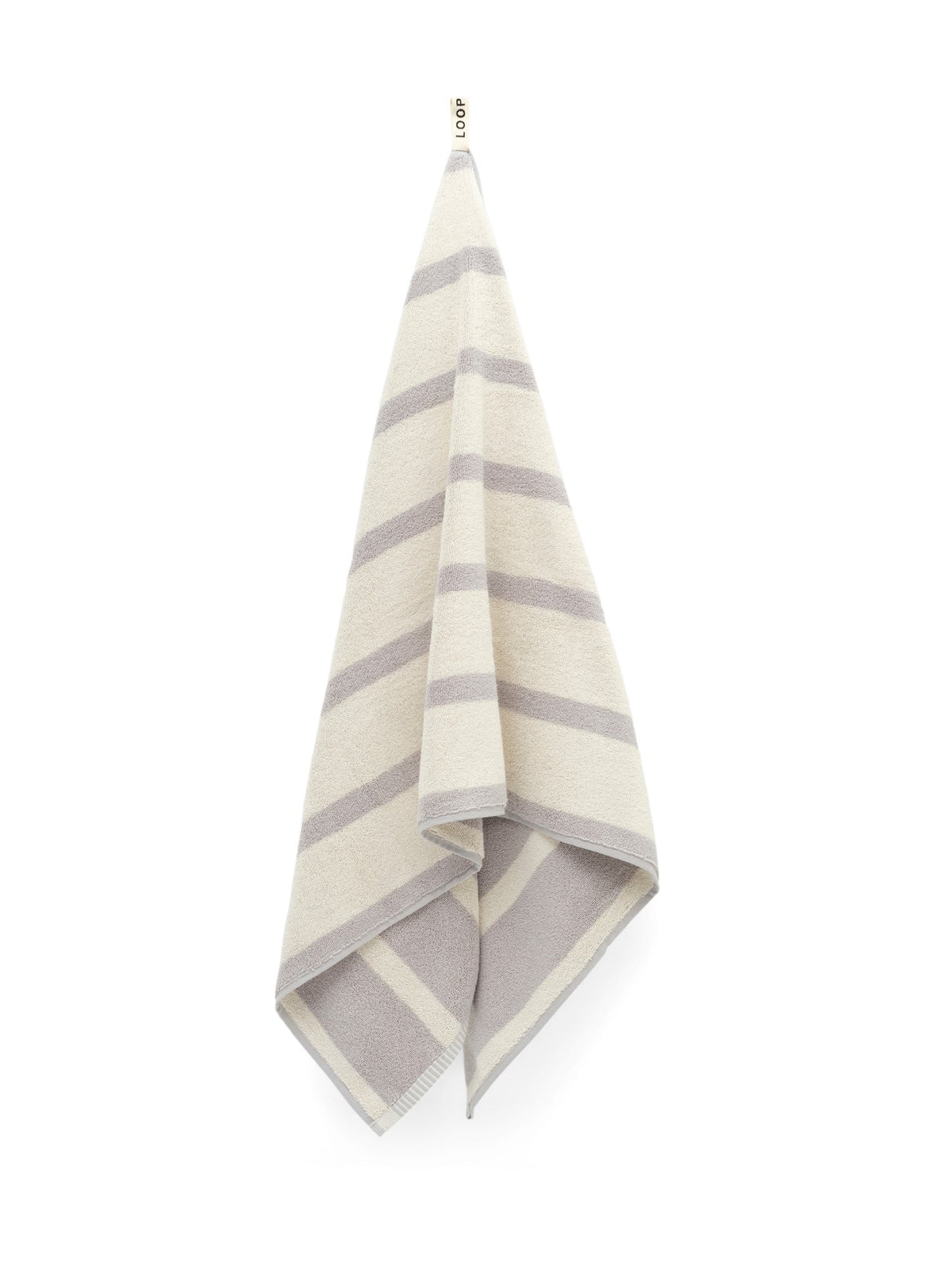 LOOP HOME bath towel - butter/stone - bold stripe — view 3