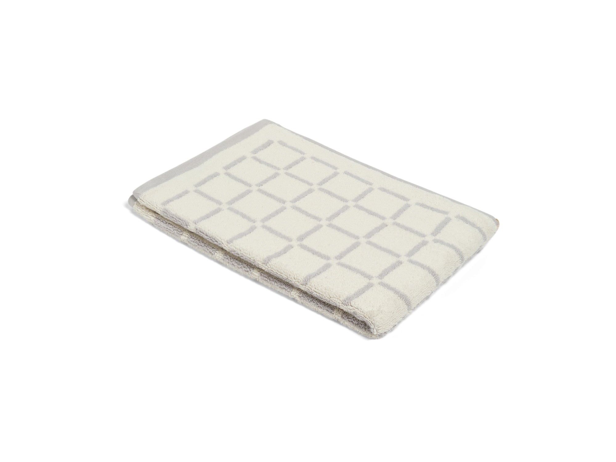 LOOP HOME butter and stone bath sheet with grid pattern