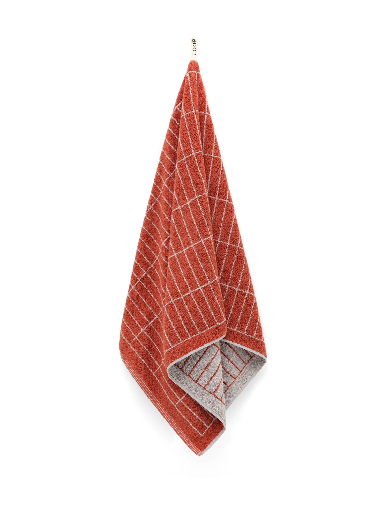 LOOP HOME bath towel - terracotta/stone - tile — view 2