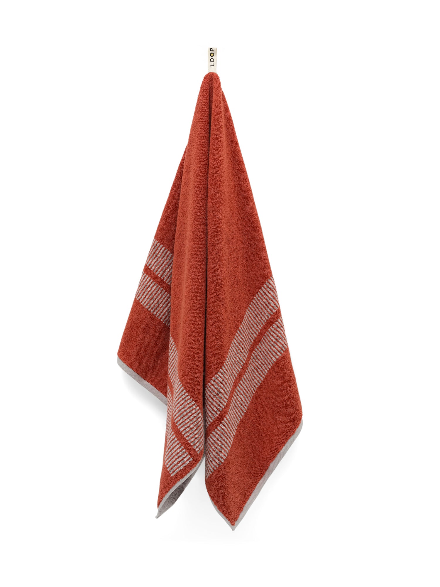 LOOP HOME bath towel - terracotta/stone - dual dash — view 2
