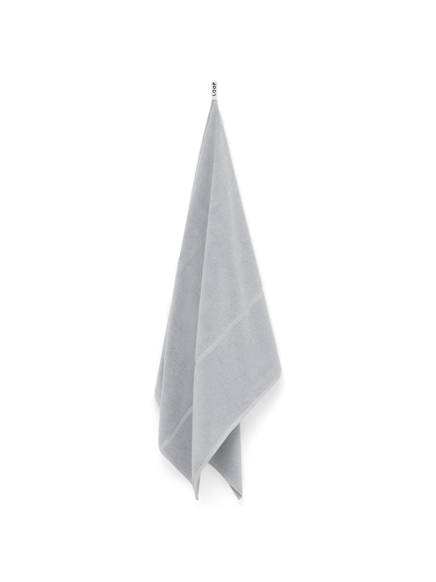 LOOP HOME stone bath sheet draped showing full length