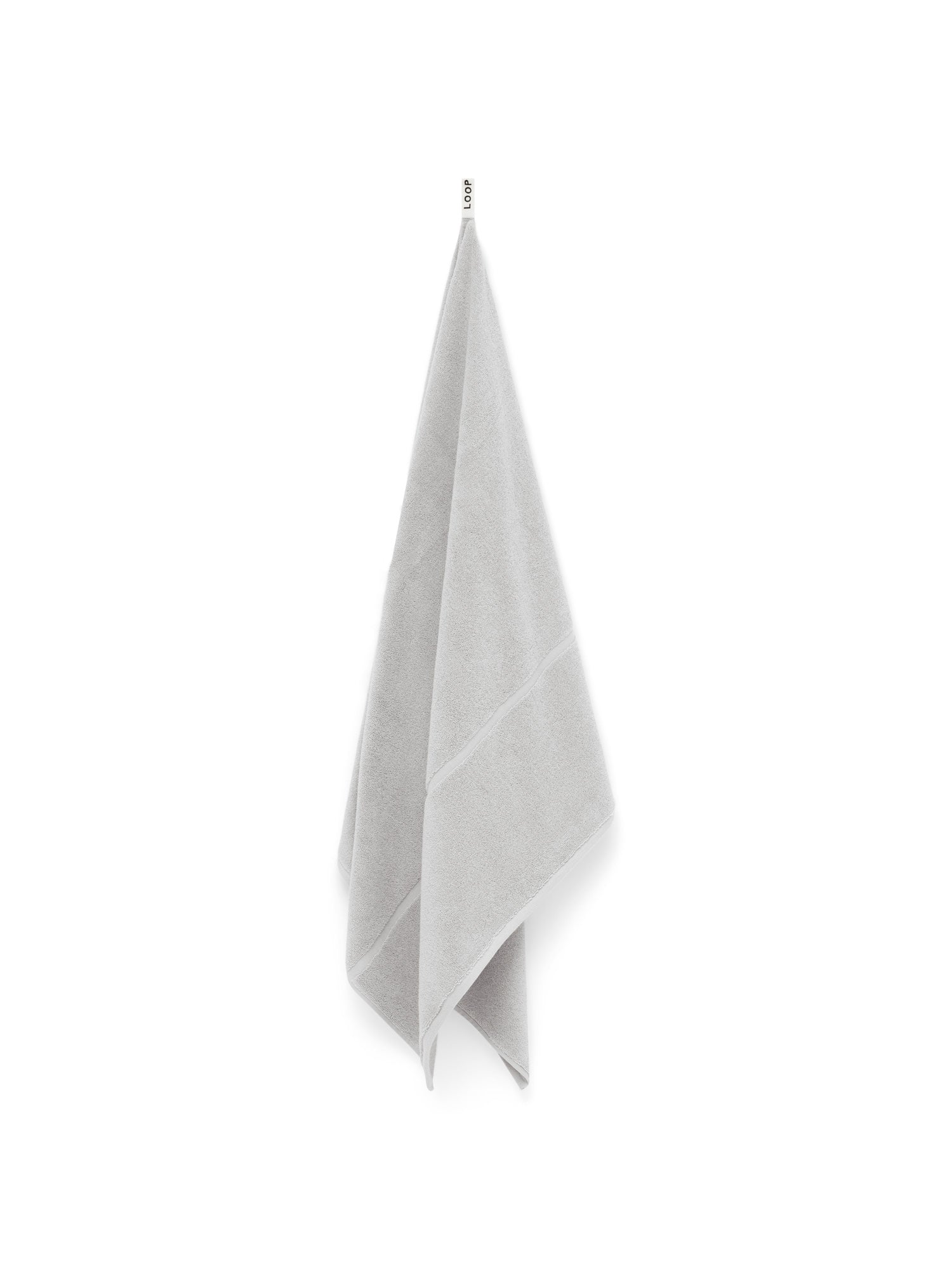 LOOP HOME stone bath sheet draped showing full length