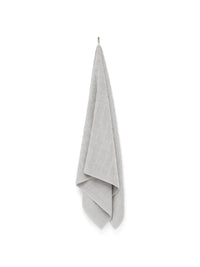 LOOP HOME stone bath sheet showing woven texture and fringe detail
