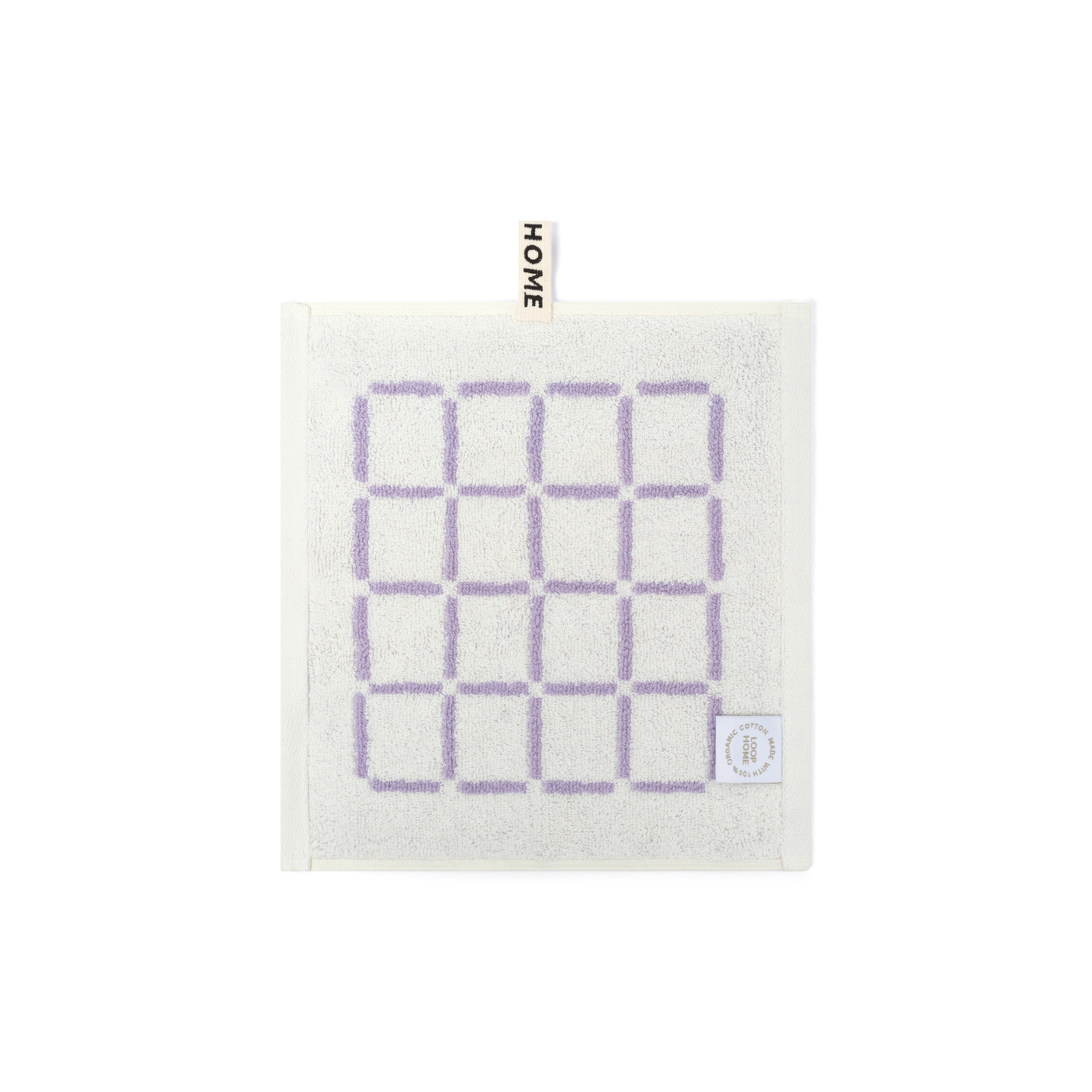 LOOP HOME face towel - lilac/ivory - grid — view 2