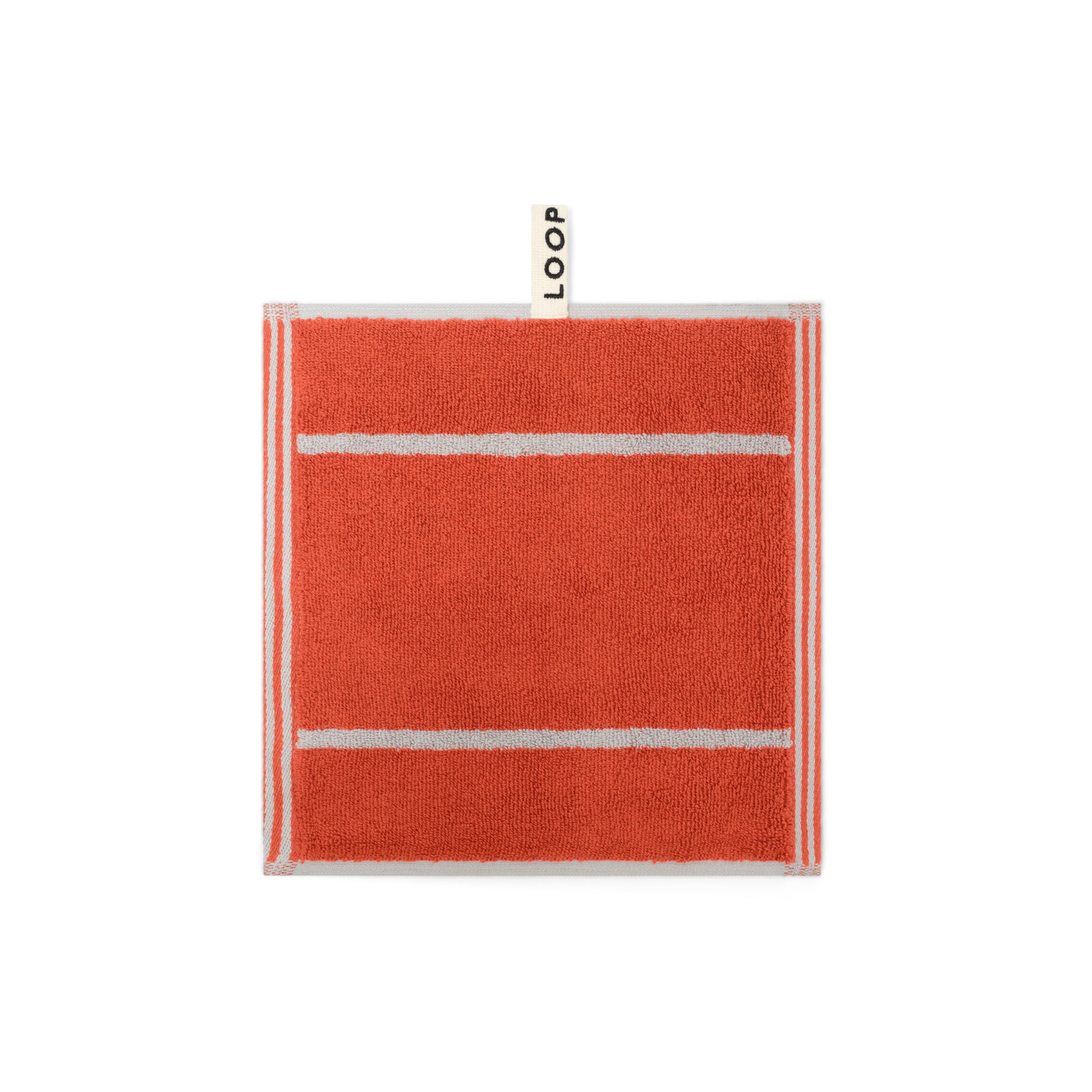 LOOP HOME face towel - terracotta/stone - pinstripe