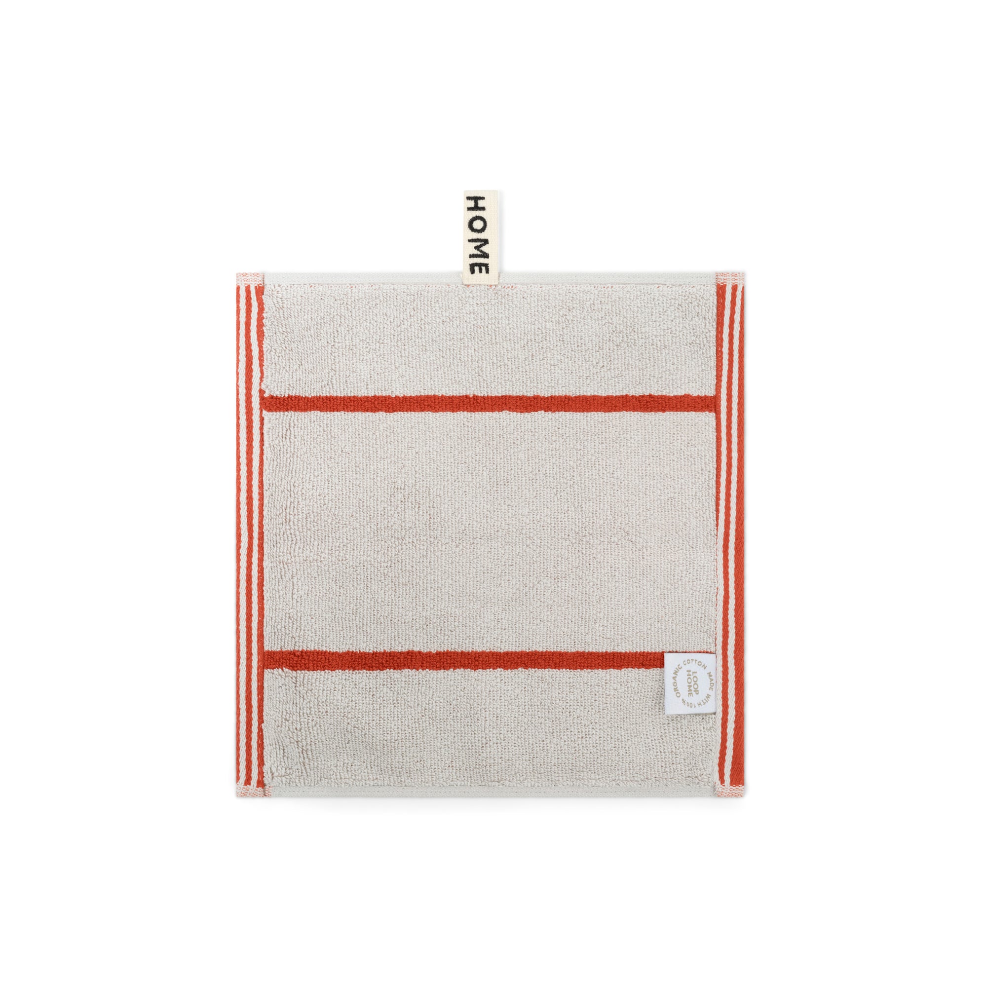 LOOP HOME face towel - terracotta/stone - pinstripe — view 2