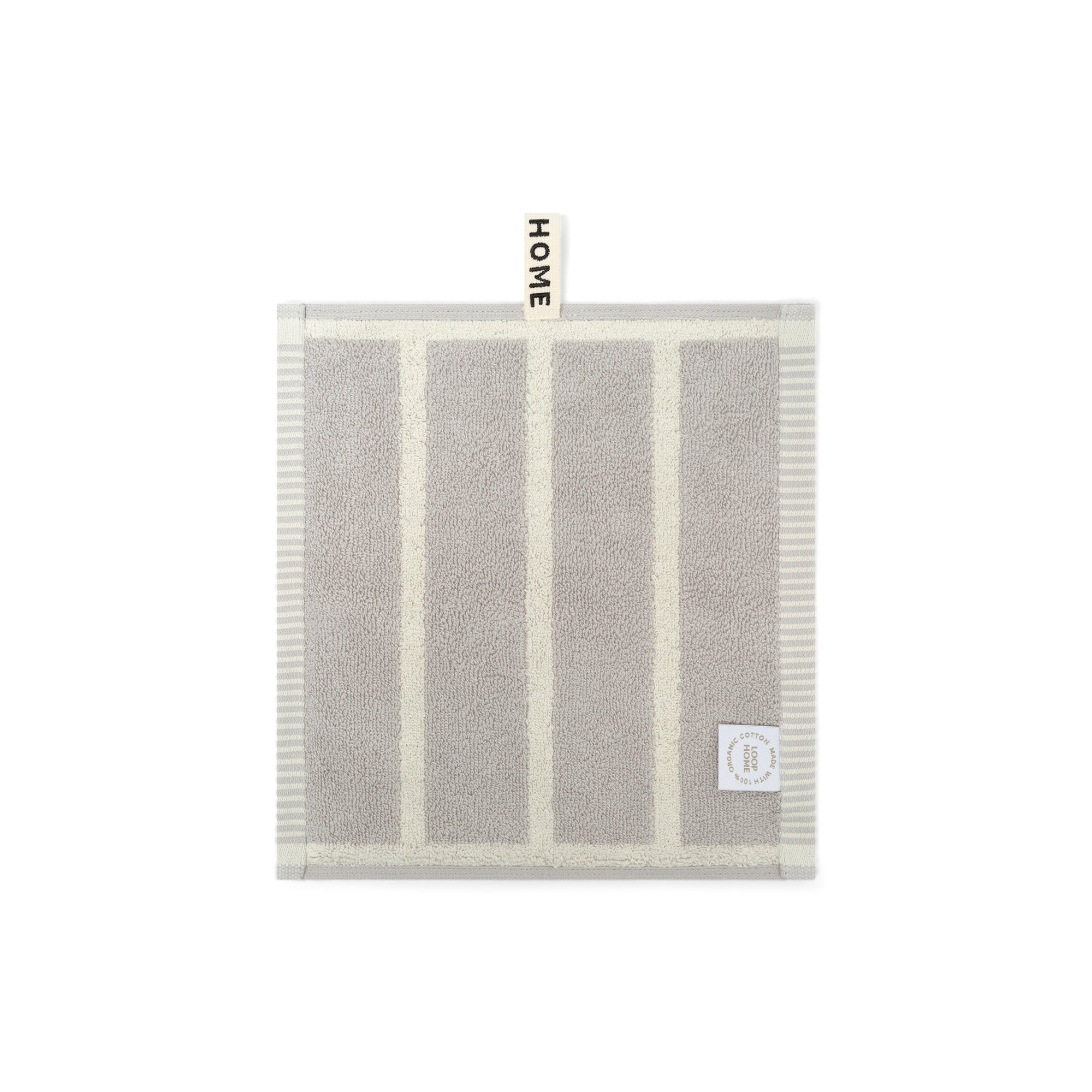 LOOP HOME face towel - butter/stone - bold stripe — view 2