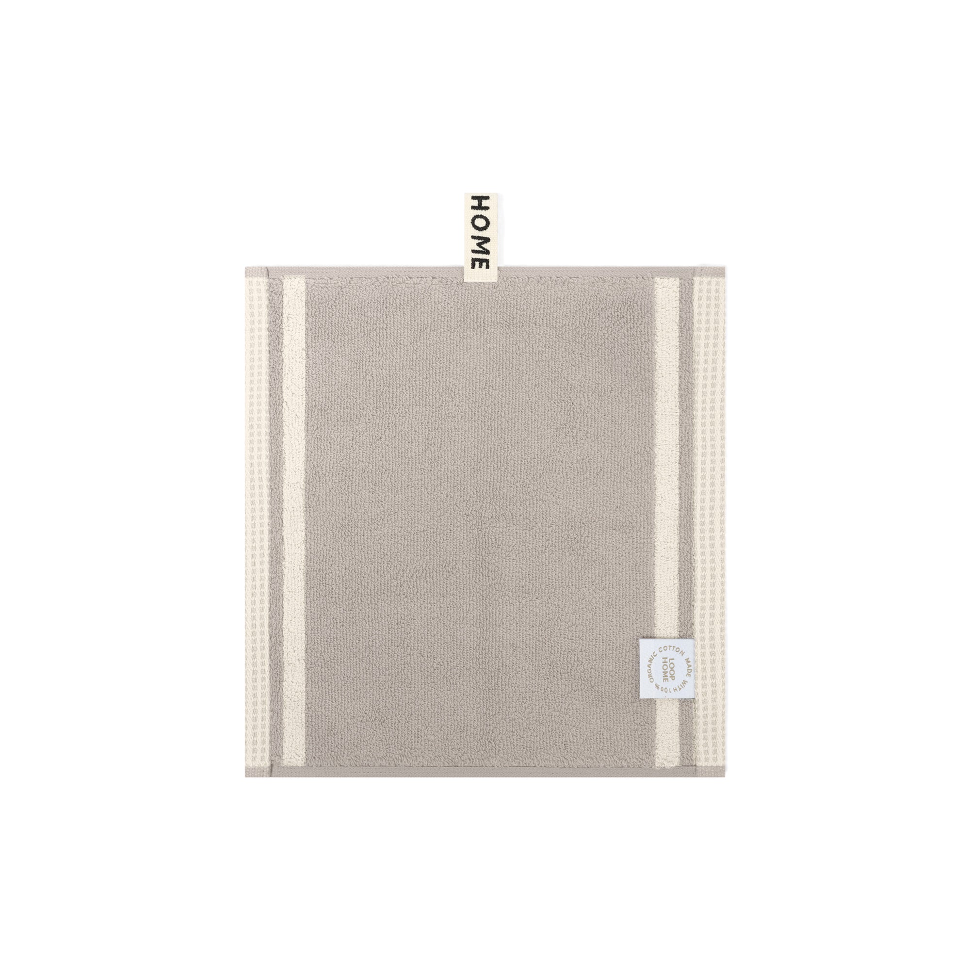 LOOP HOME face towel - butter/stone - dual stripe — view 2