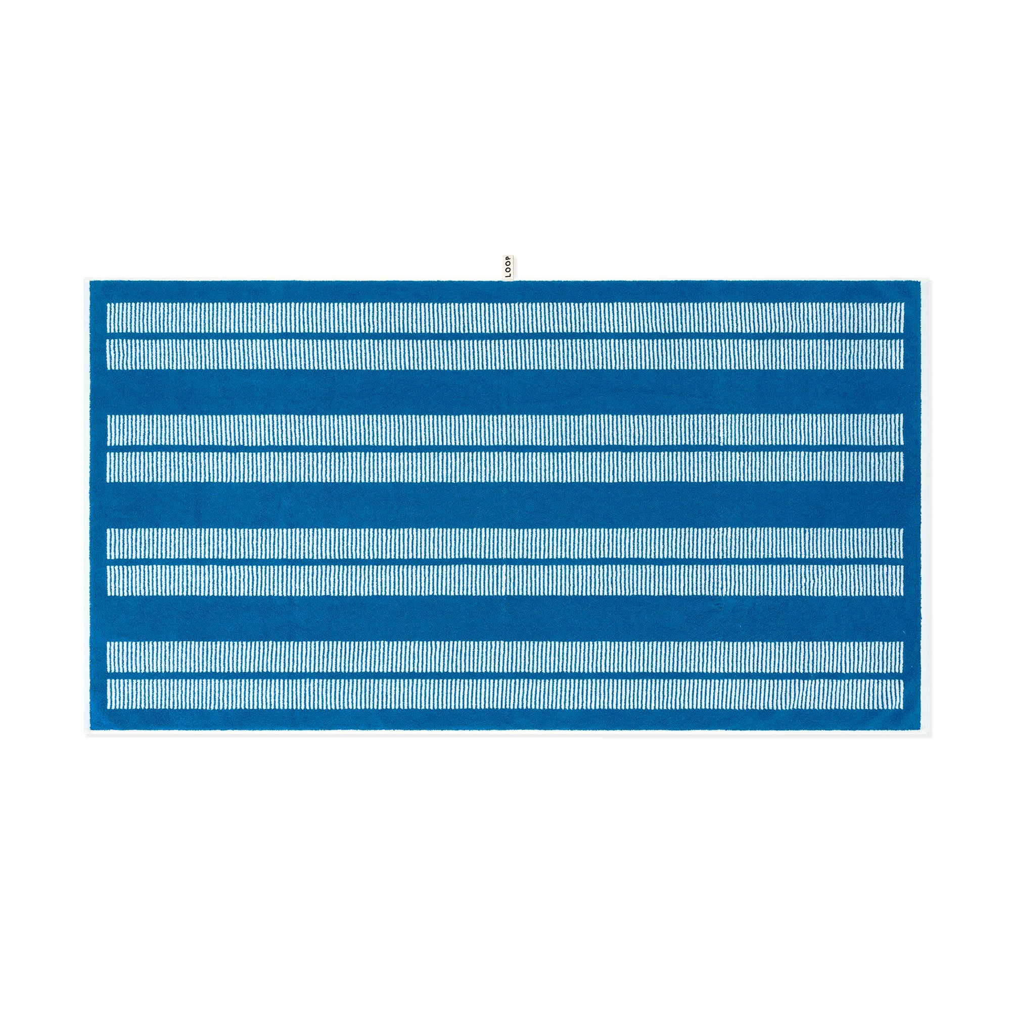 LOOP HOME bath sheet - cobalt/ivory - dual dash — view 2