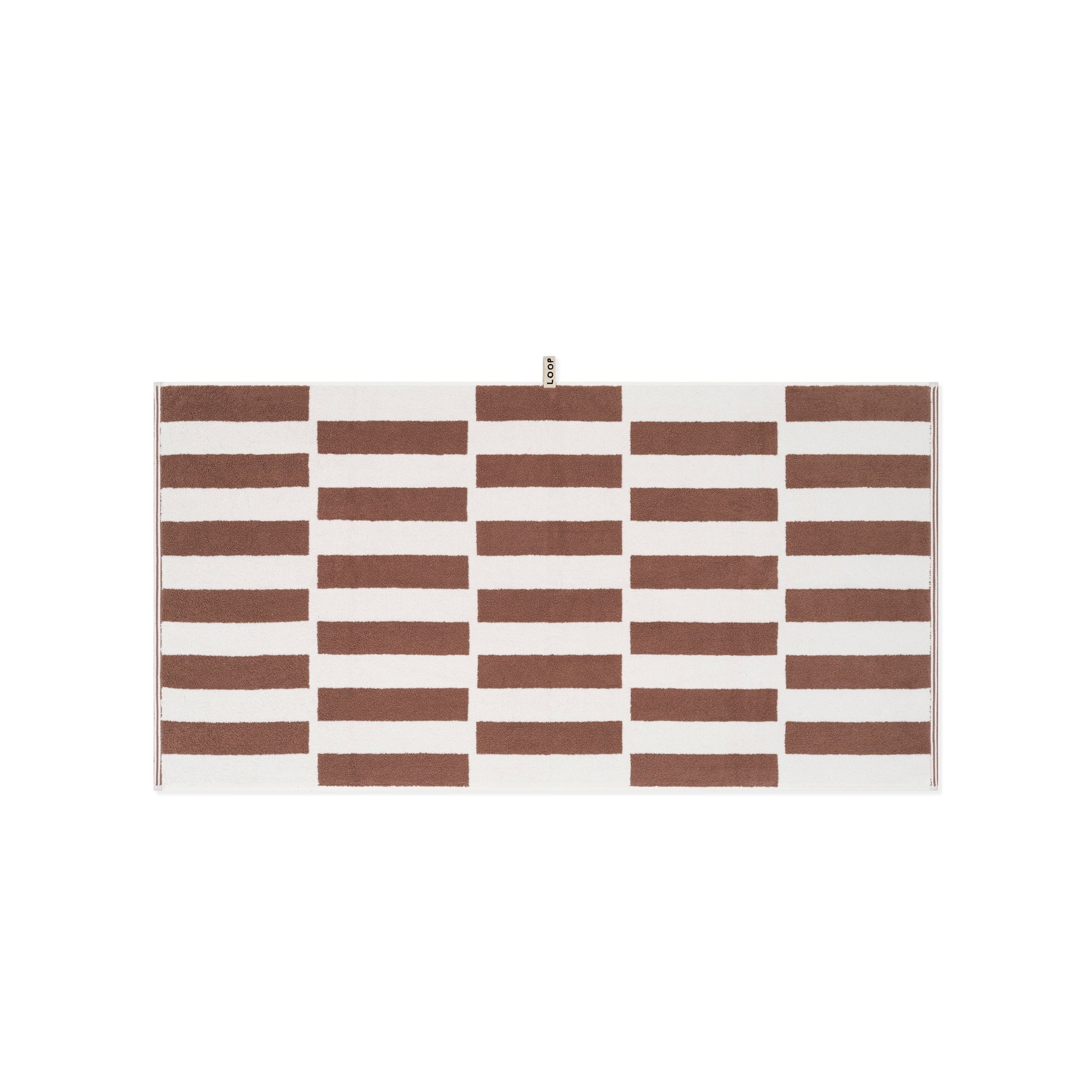 LOOP HOME bath towel - coffee/ivory - stack — view 2