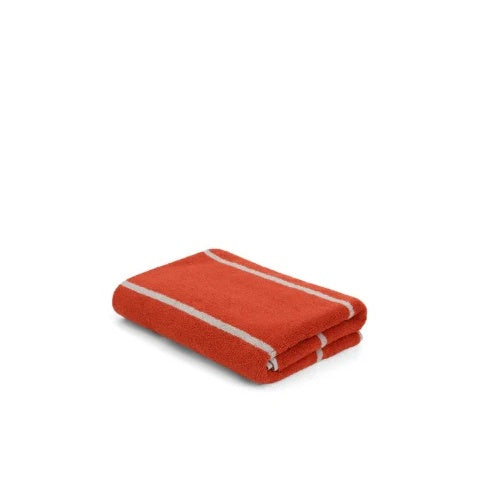 LOOP HOME bath towel - terracotta/stone - pinstripe