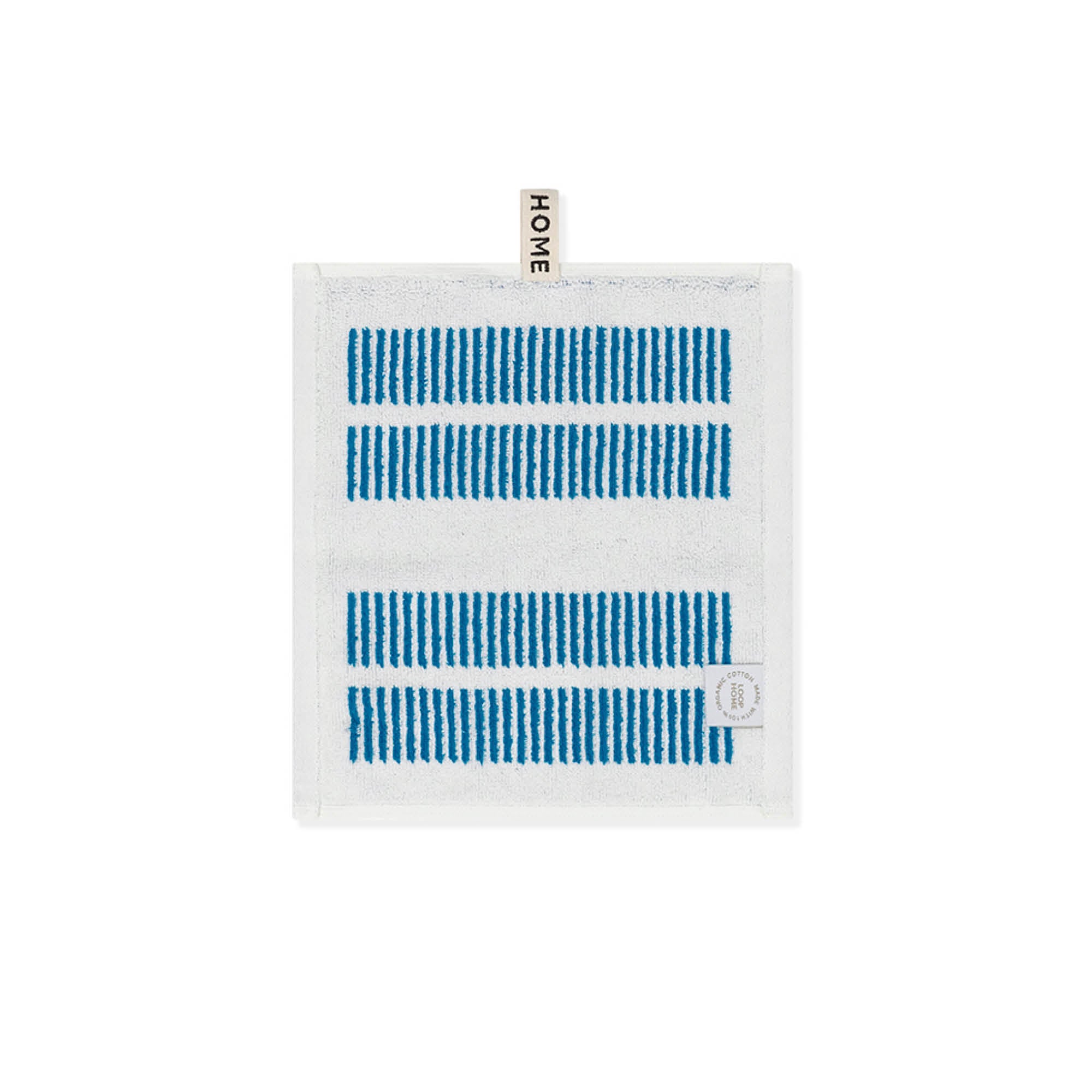 LOOP HOME face towel - cobalt/ivory - dual dash — view 2
