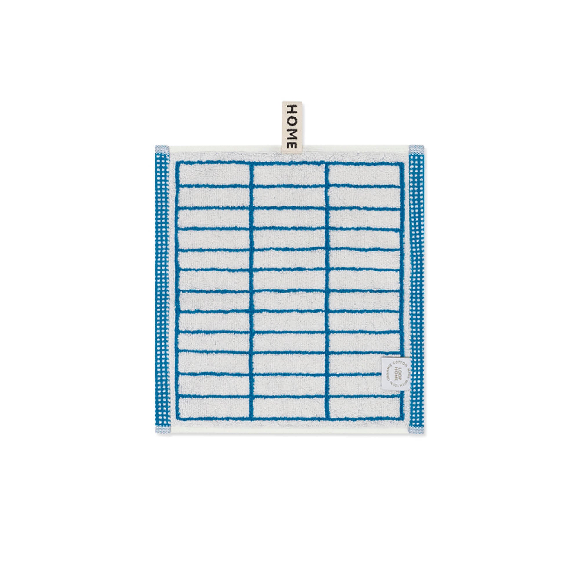 LOOP HOME face towel - cobalt/ivory - tile — view 2