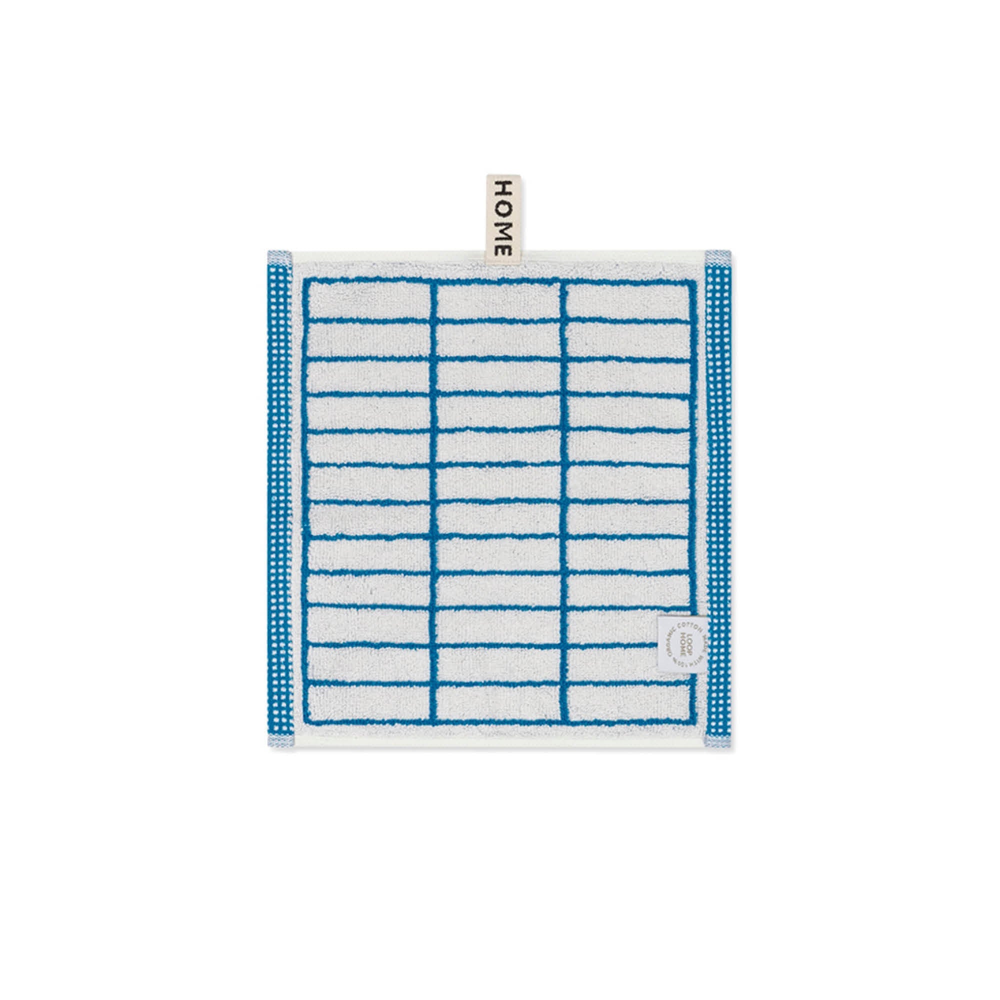 LOOP HOME face towel - cobalt/ivory - tile — view 2