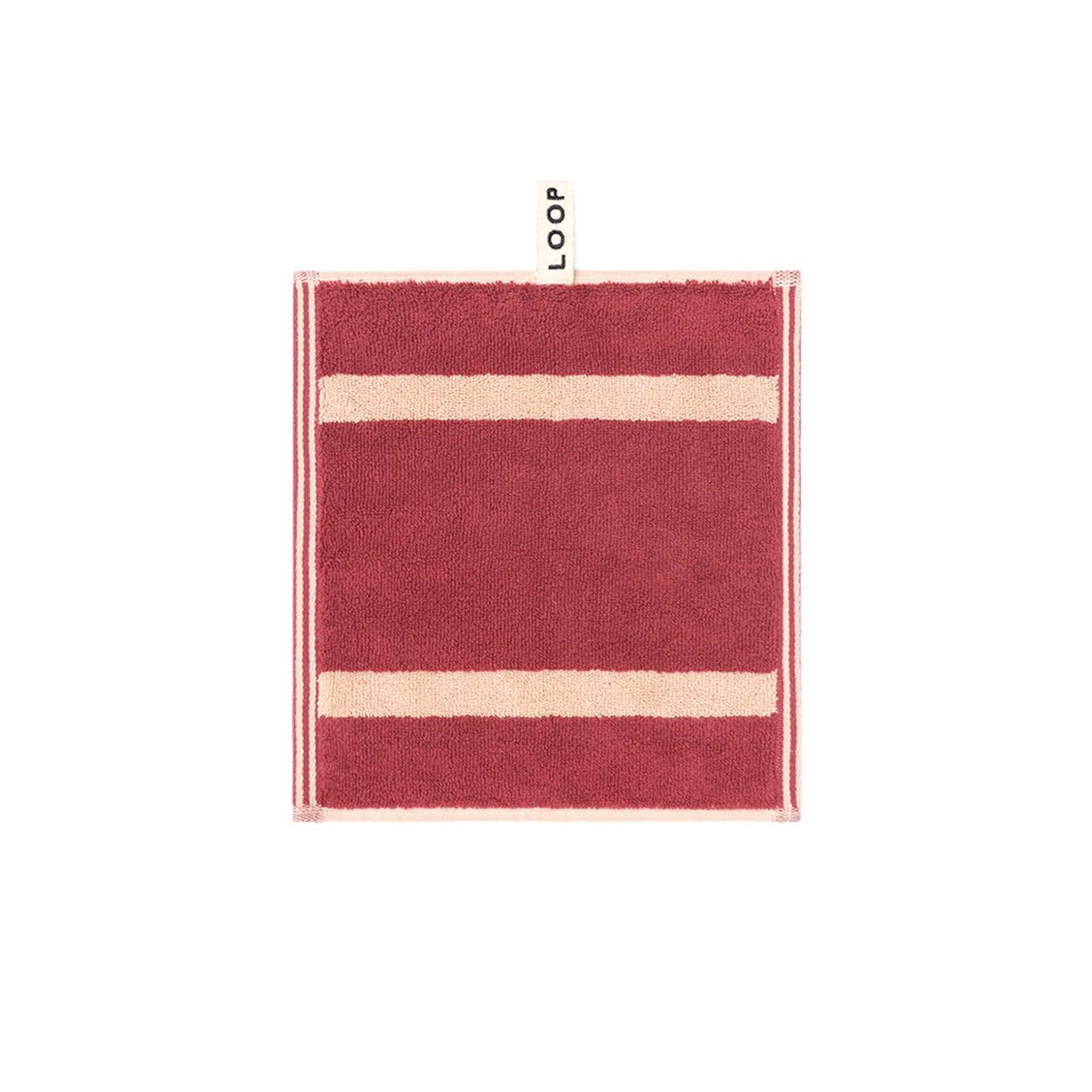 LOOP HOME face towel - ruby/almond - pinstripe