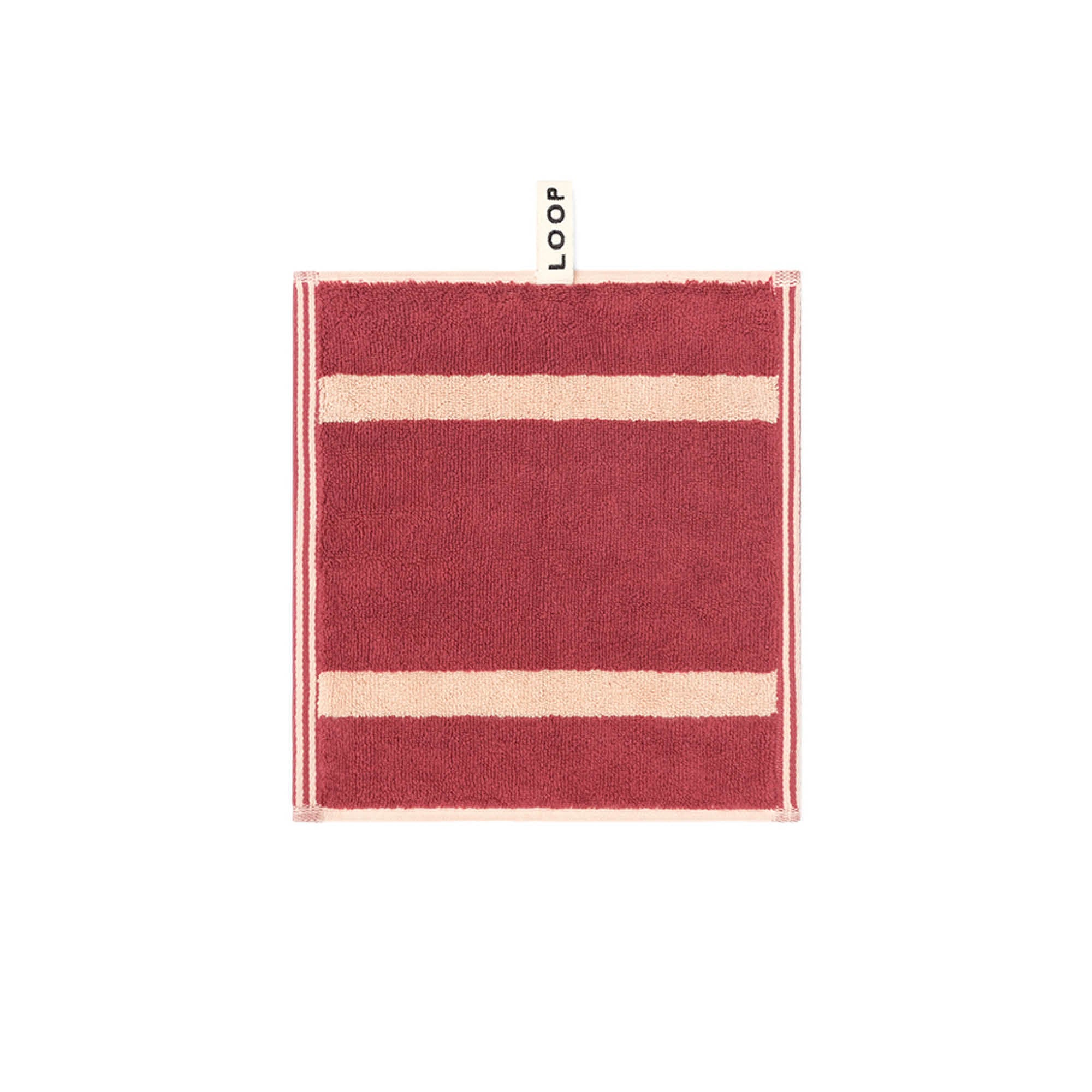 LOOP HOME face towel - ruby/almond - pinstripe