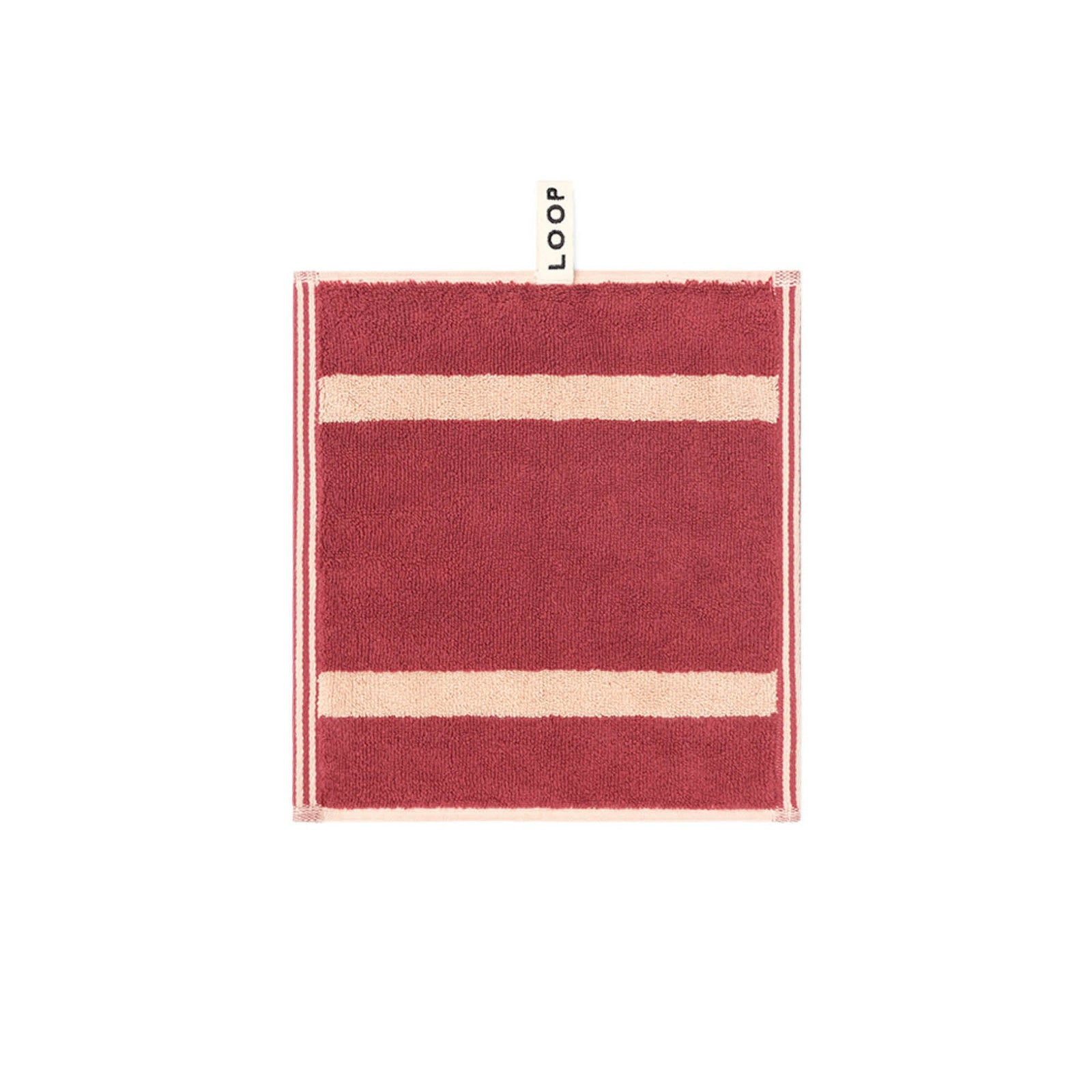 LOOP HOME face towel - ruby/almond blush - pinstripe