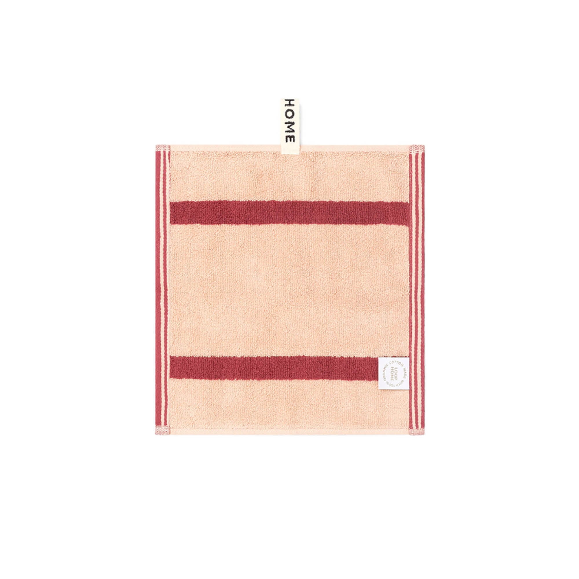 LOOP HOME face towel - ruby/almond - pinstripe — view 2