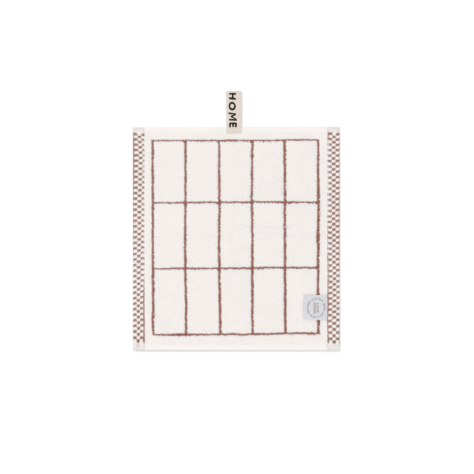 LOOP HOME face towel - coffee/ivory - tile — view 2