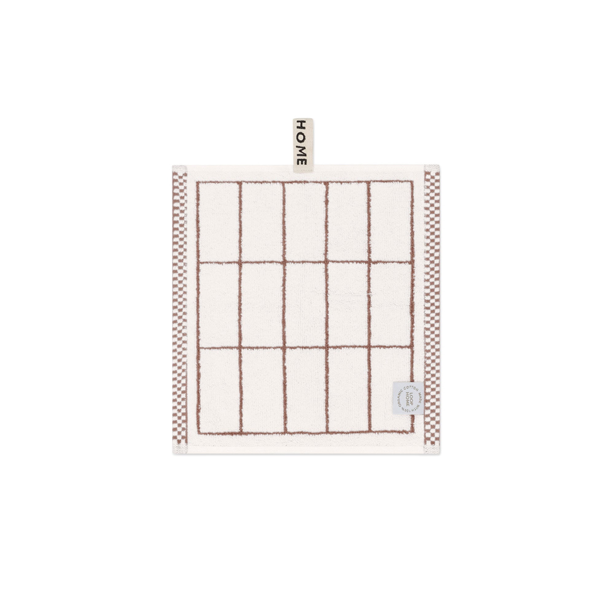 LOOP HOME face towel - coffee/ivory - tile — view 2