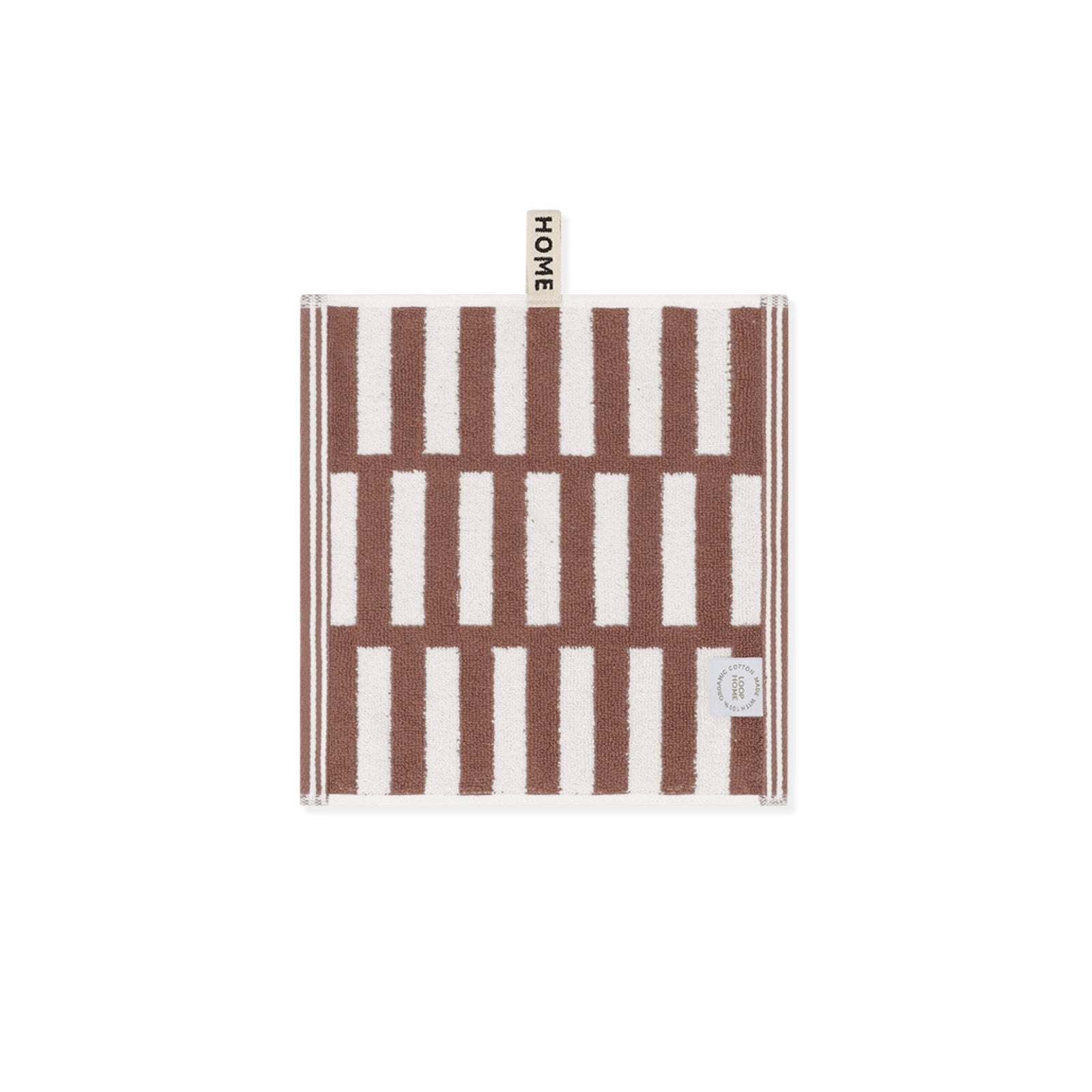 LOOP HOME face towel - coffee/ivory - stack — view 2