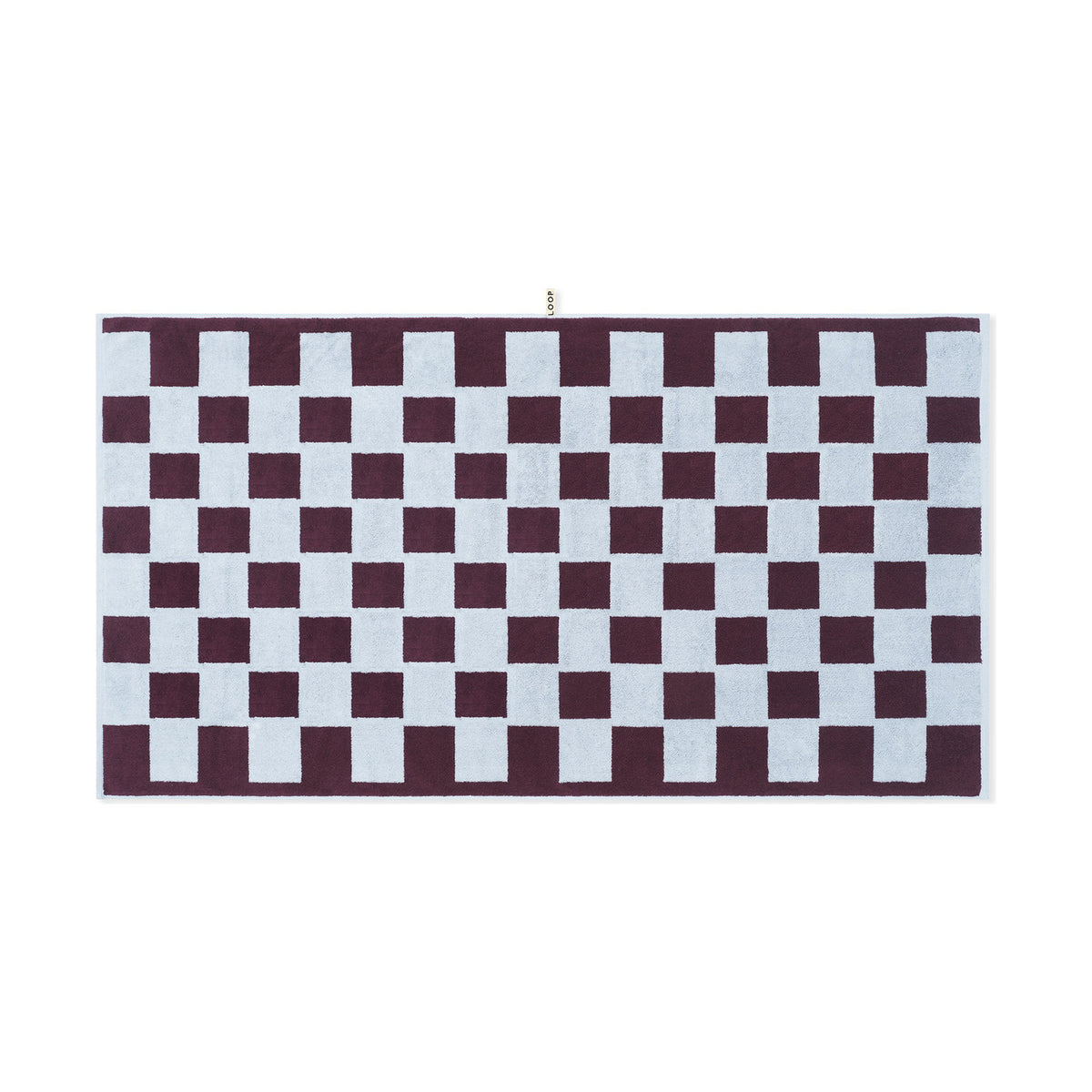 LOOP HOME sky/carmine - brick bundles — bath sheet front
