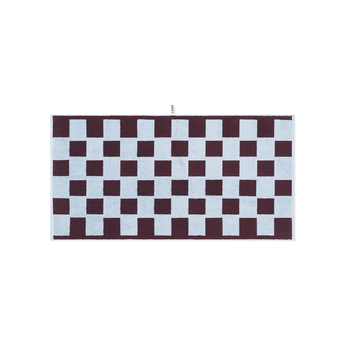 LOOP HOME sky/carmine - brick bundles — bath towel front