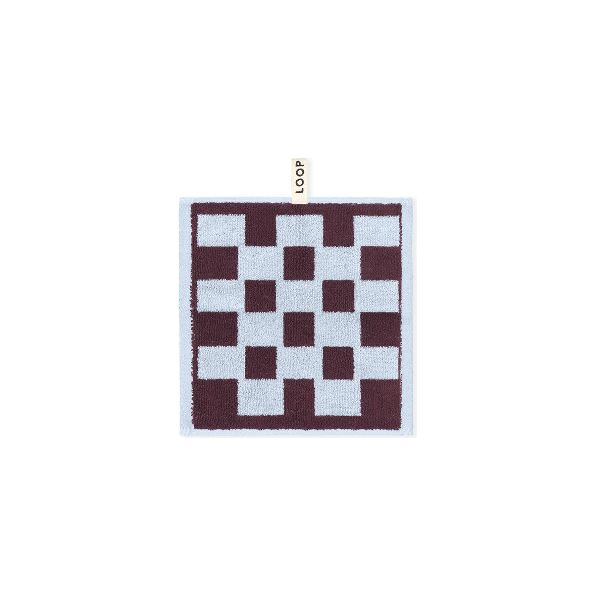 LOOP HOME face towel - sky/carmine - brick