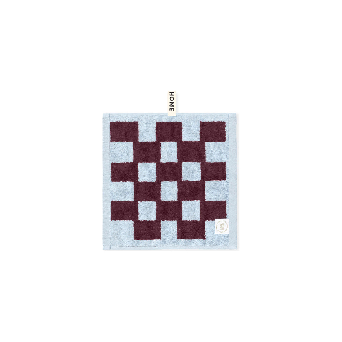 LOOP HOME face towel - sky/carmine - brick — view 2