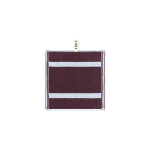 LOOP HOME face towel - sky/carmine - pinstripe