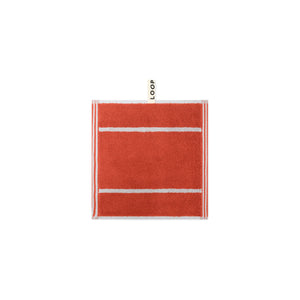 LOOP HOME face towel - terracotta/stone - pinstripe