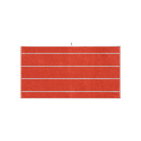LOOP HOME terracotta and stone bath towel showing pinstripe detail