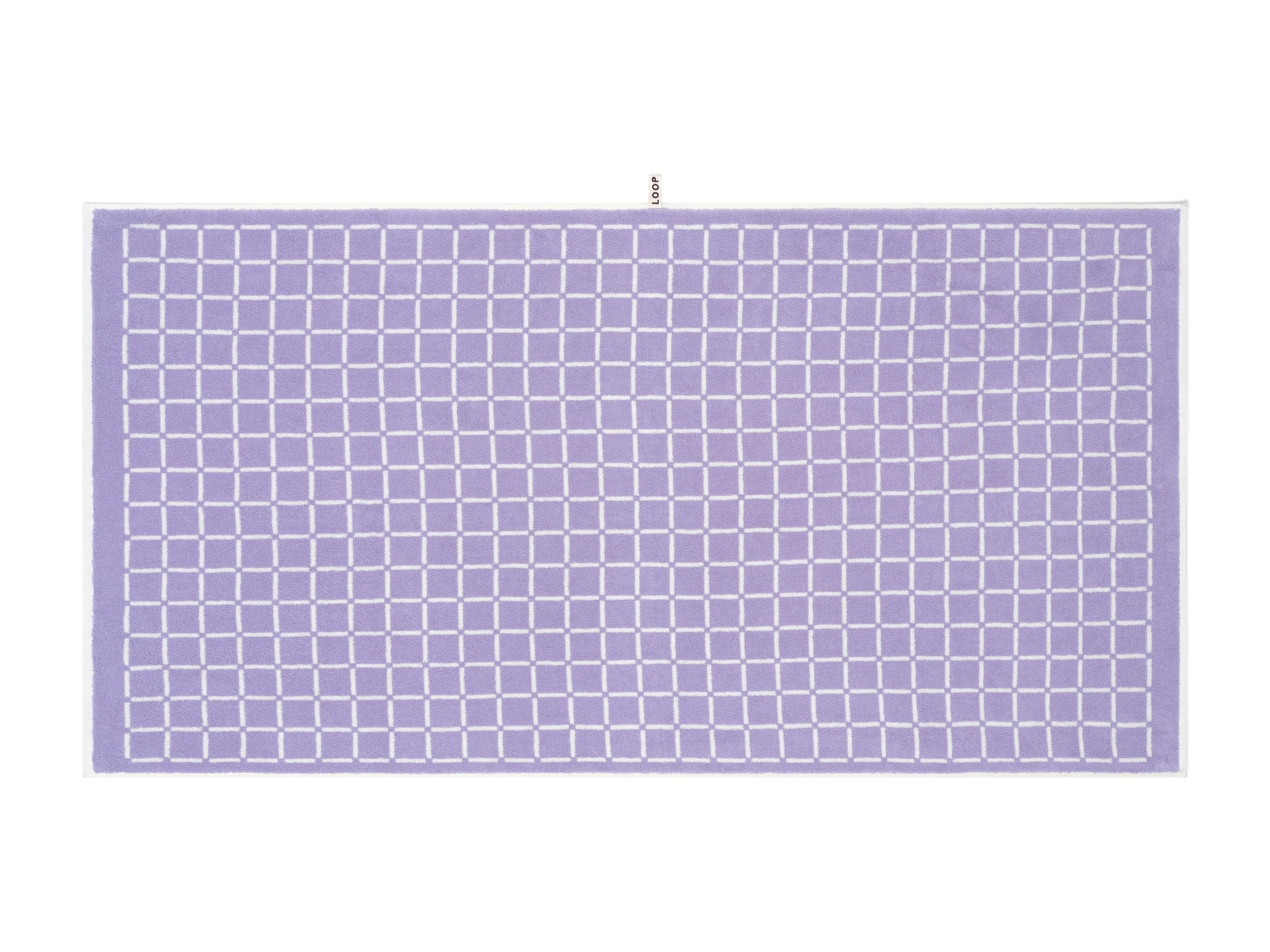 LOOP HOME bath sheet - lilac/ivory - grid — view 2