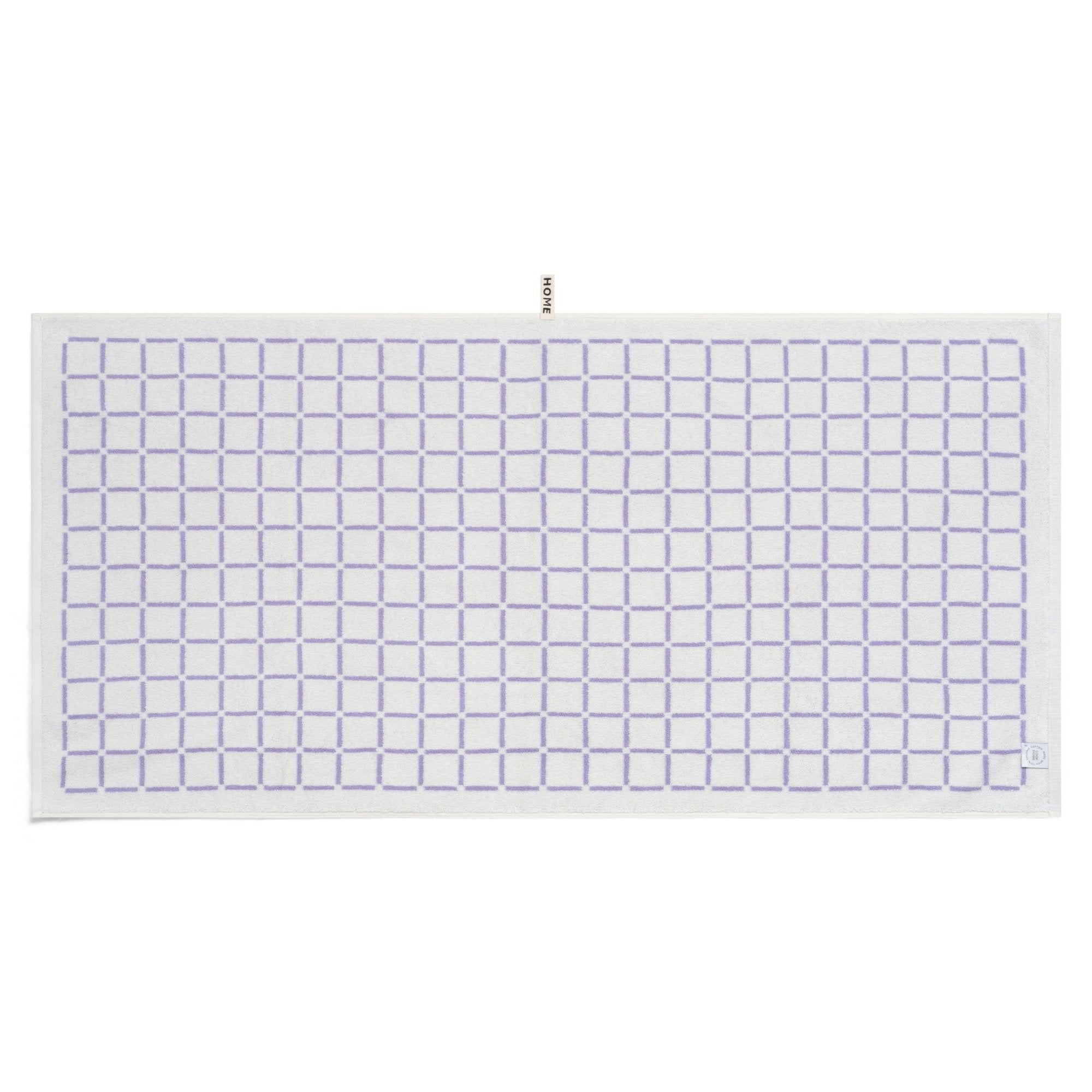 LOOP HOME bath towel - lilac/ivory - grid — view 3