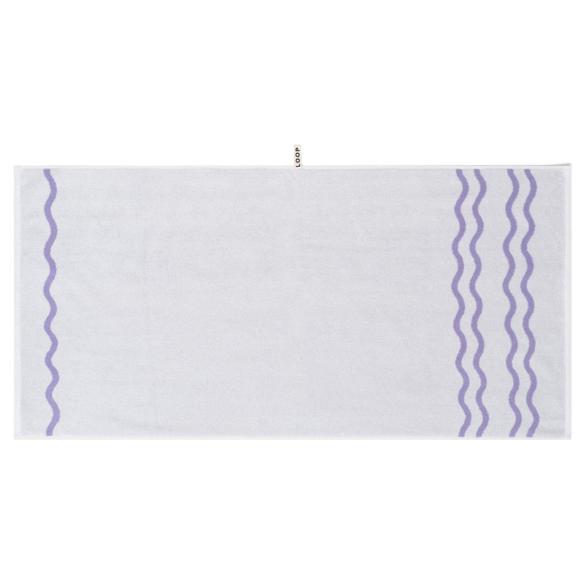 LOOP HOME lilac bath towel close-up of woven pattern detail