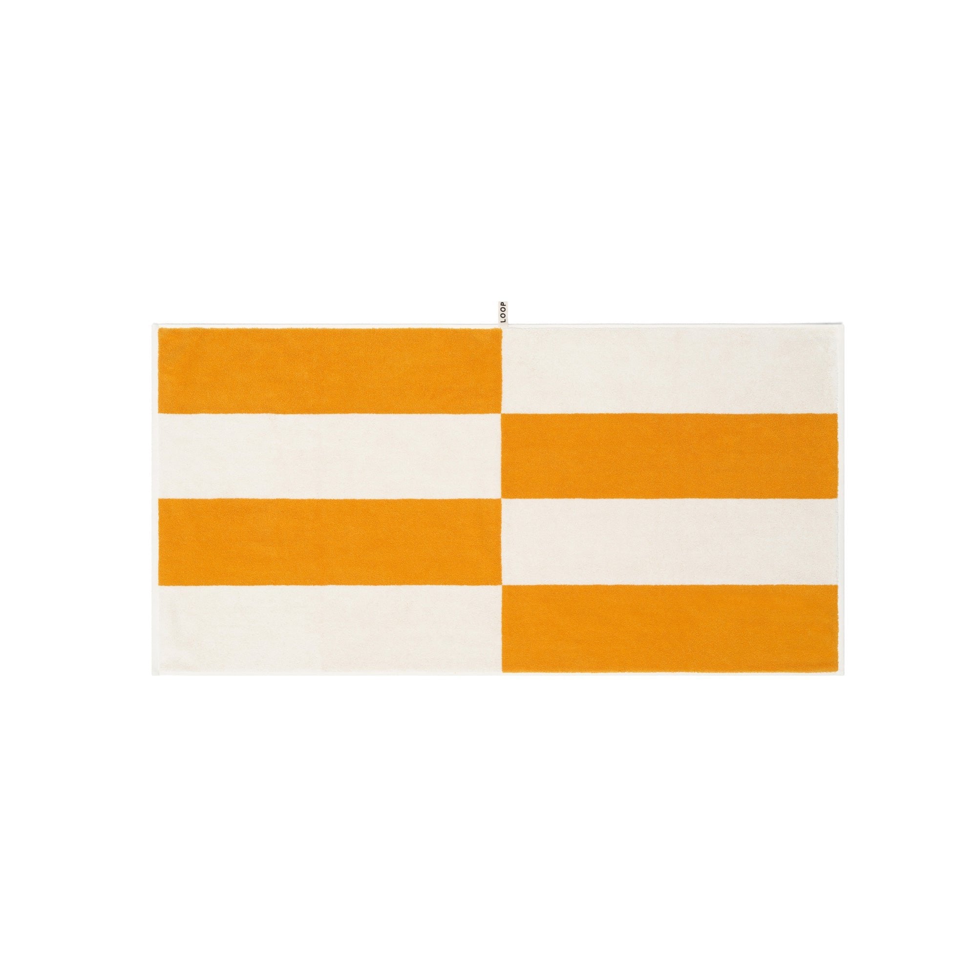 LOOP HOME saffron and ivory bath towel with stripe pattern