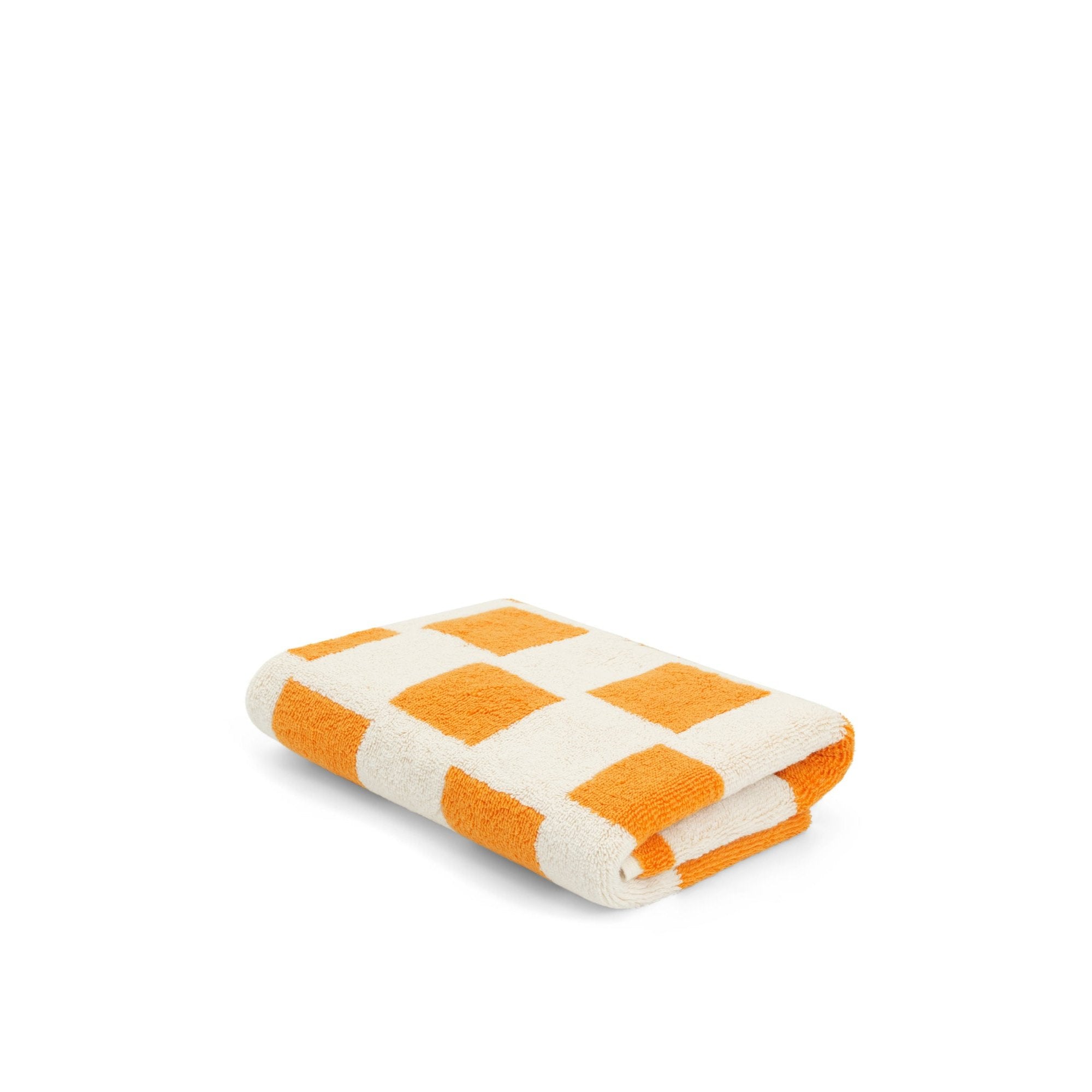 LOOP HOME saffron and ivory hand towel showing offset pattern